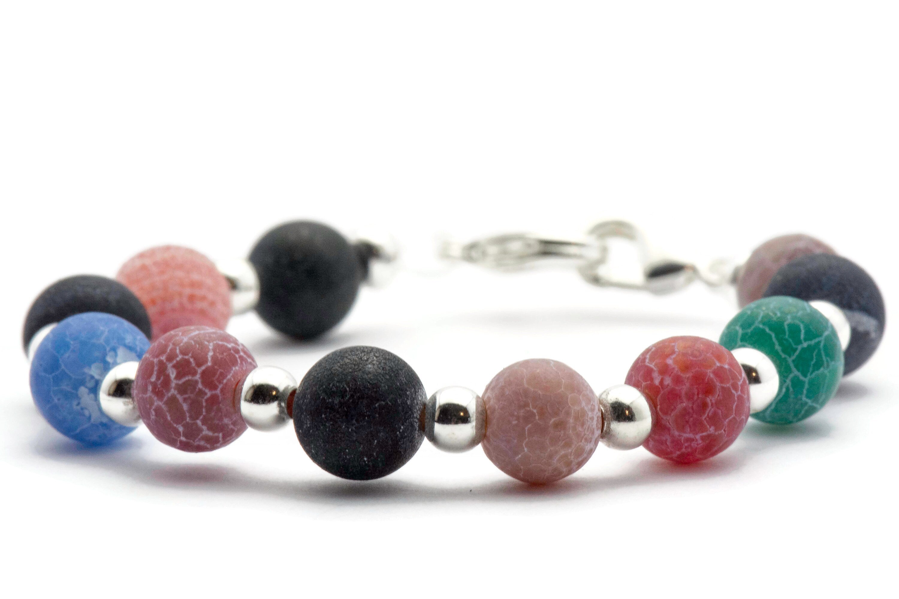 Agate Multicolor Beaded Bracelet Watch Band • Medical ID Bracelet • Handmade Watch Band • Stretch Watch Band