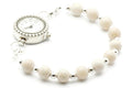 Natural Fossil Beaded Bracelet Watch Band, Medical ID Bracelet • Handmade Watch Band • Stretch Watch Band
