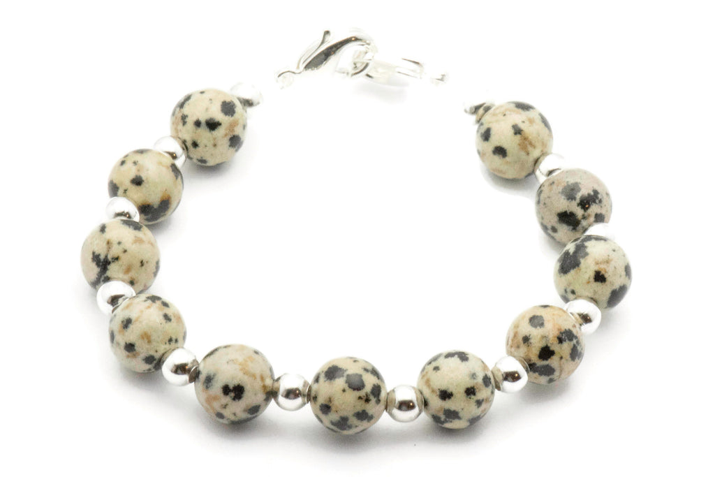 Dalmatian Jasper Beaded Bracelet Watch Band • Medical ID Bracelet • Handmade Watch Band • Gemstone Stretch Watch Band