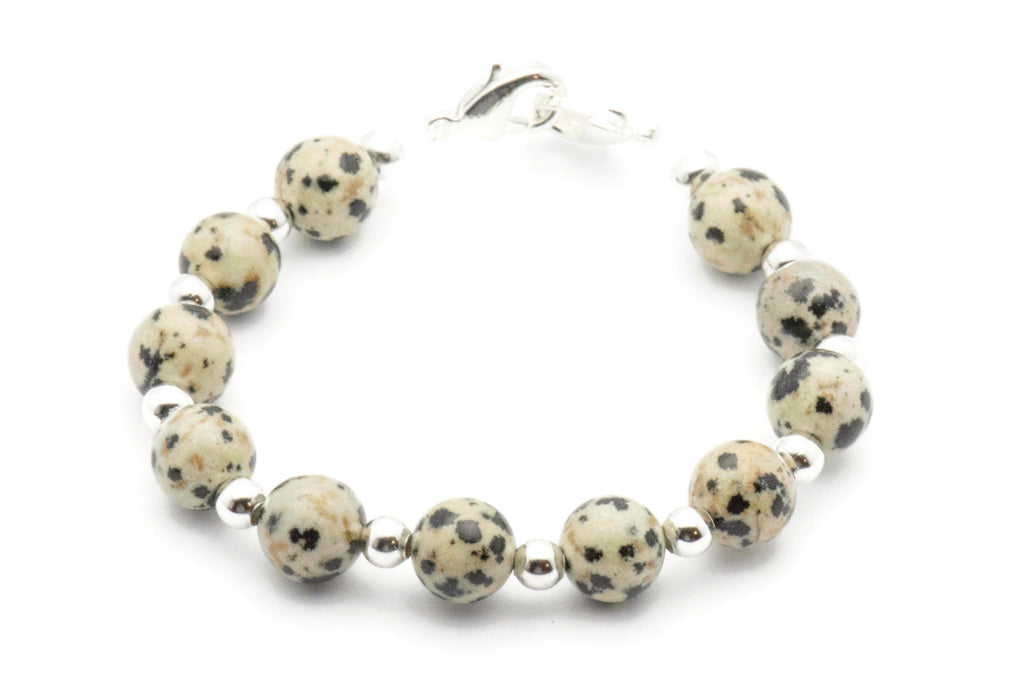 Dalmatian Jasper Beaded Bracelet Watch Band • Medical ID Bracelet • Handmade Watch Band • Gemstone Stretch Watch Band