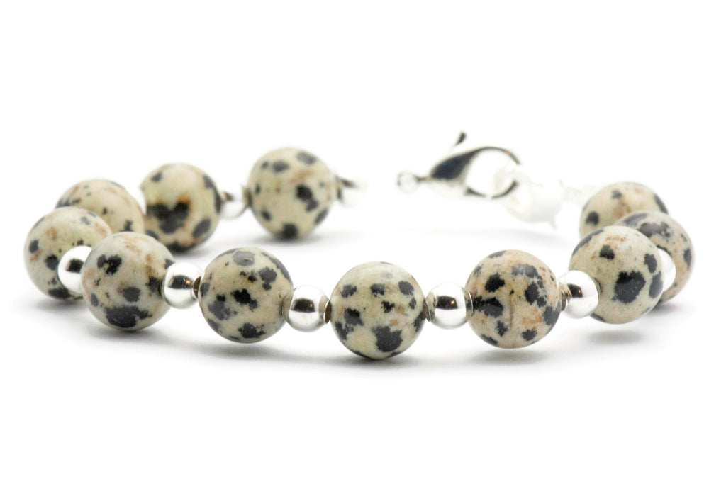 Dalmatian Jasper Beaded Bracelet Watch Band • Medical ID Bracelet • Handmade Watch Band • Gemstone Stretch Watch Band