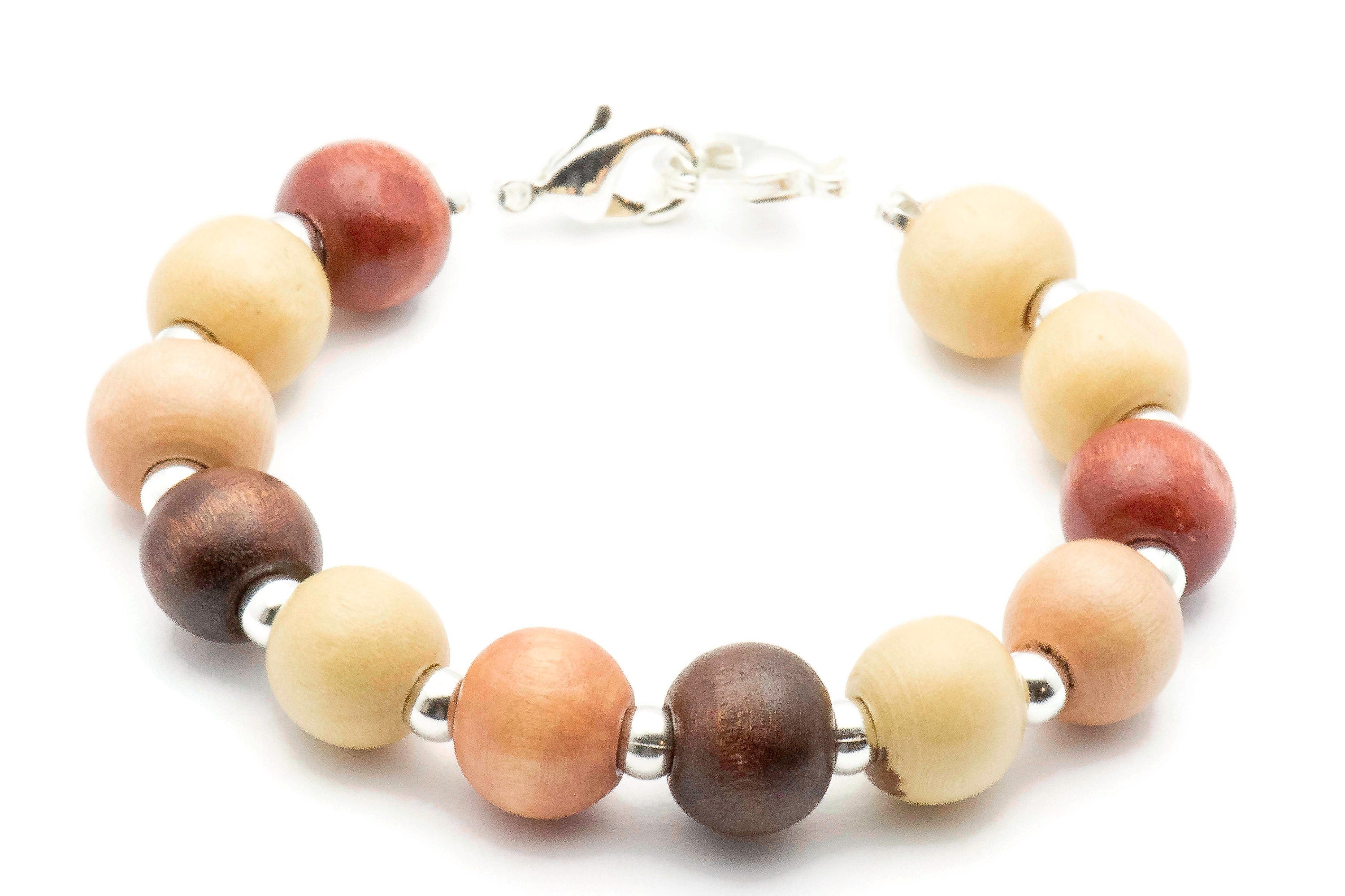 Wood Multicolor Beaded Bracelet Watch Band • Medical ID Bracelet • Handmade Watch Band • Stretch Watch Band