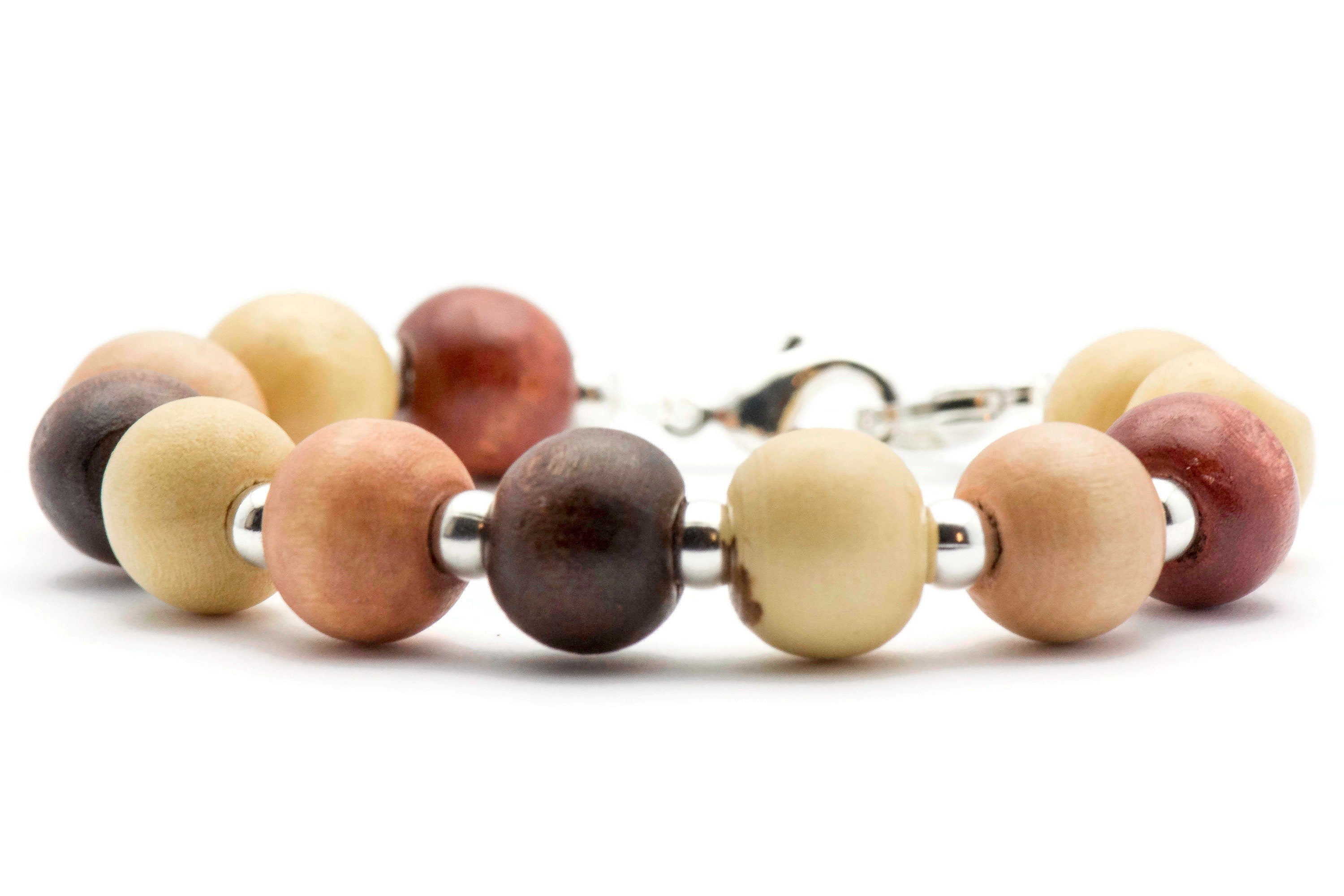 Wood Multicolor Beaded Bracelet Watch Band • Medical ID Bracelet • Handmade Watch Band • Stretch Watch Band