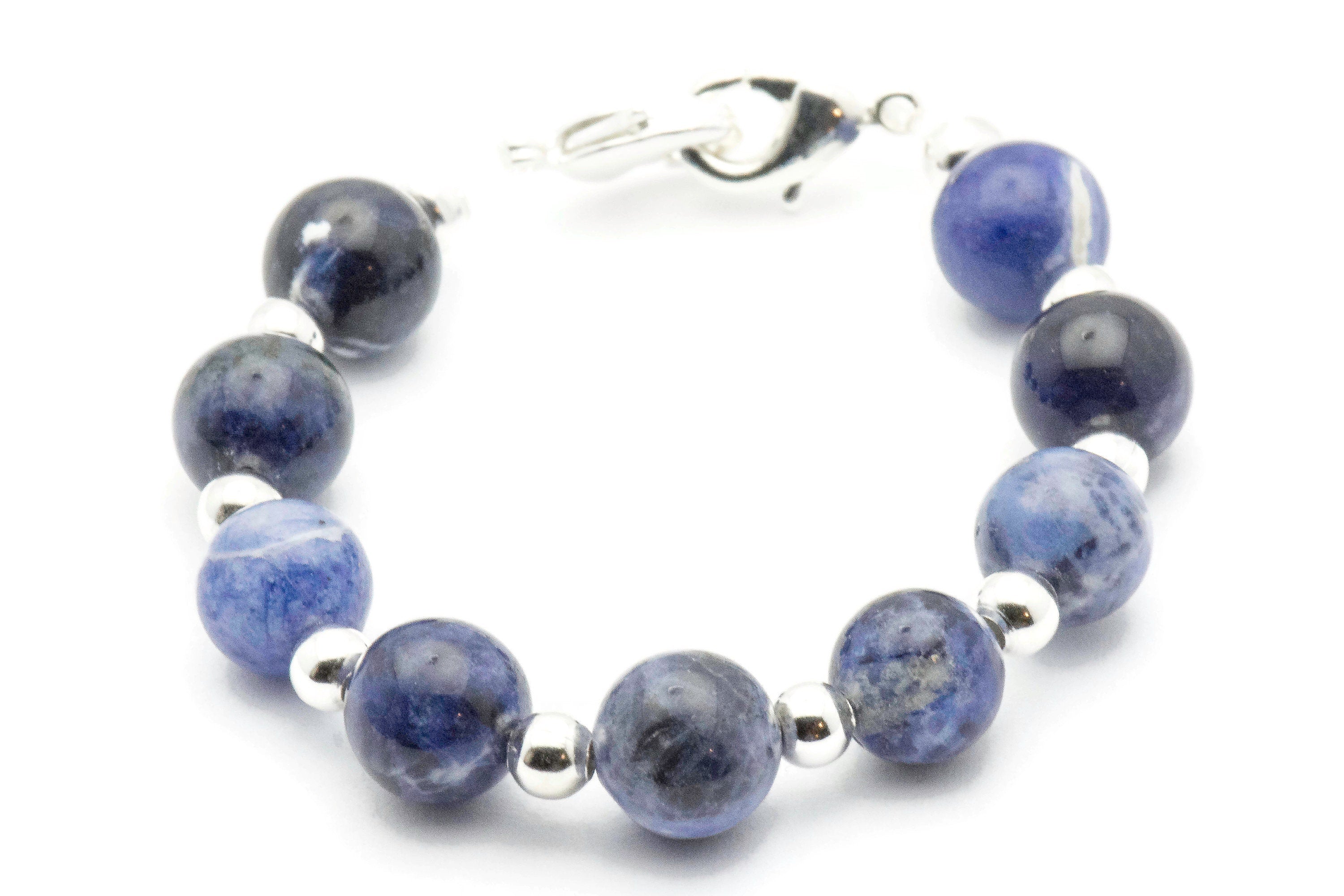 Blue Sodalite Beaded Bracelet Watch Band, Medical ID Bracelet • Handmade Watch Band • Stretch Watch Band