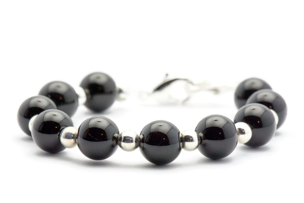 Black Onyx Beaded Bracelet Watch Band • Medical ID Bracelet • Handmade Watch Band • Gemstone Stretch Watch Band