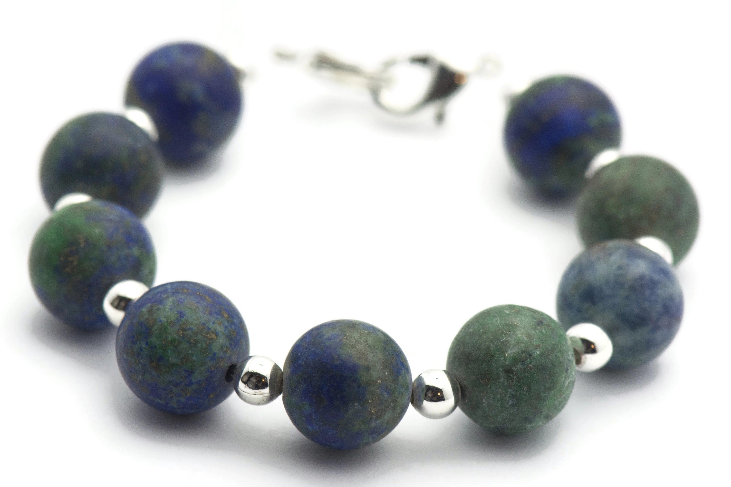Matte Chrysocolla Watch Band, Medical ID Bracelet • Handmade Watch Band • Stretch Watch Band