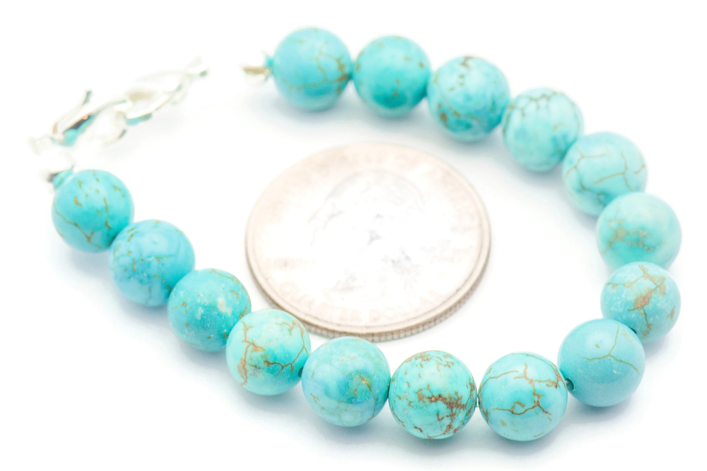 Turquoise Howlite Rounds Watch Band, Medical ID Bracelet • Handmade Watch Band • Stretch Watch Band
