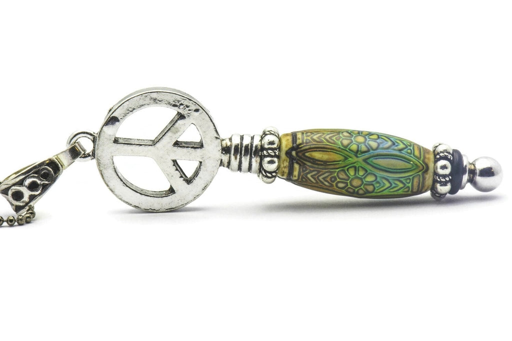 Long Chain Necklace, Mood Bead, Chain Necklace, Peace