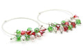 Christmas Hoop Earrings | Red & Green Crystal Hoop Earrings | Holiday Earrings | Silver Hoop Earrings | Open Hoop Earrings | 30mm - EA00482