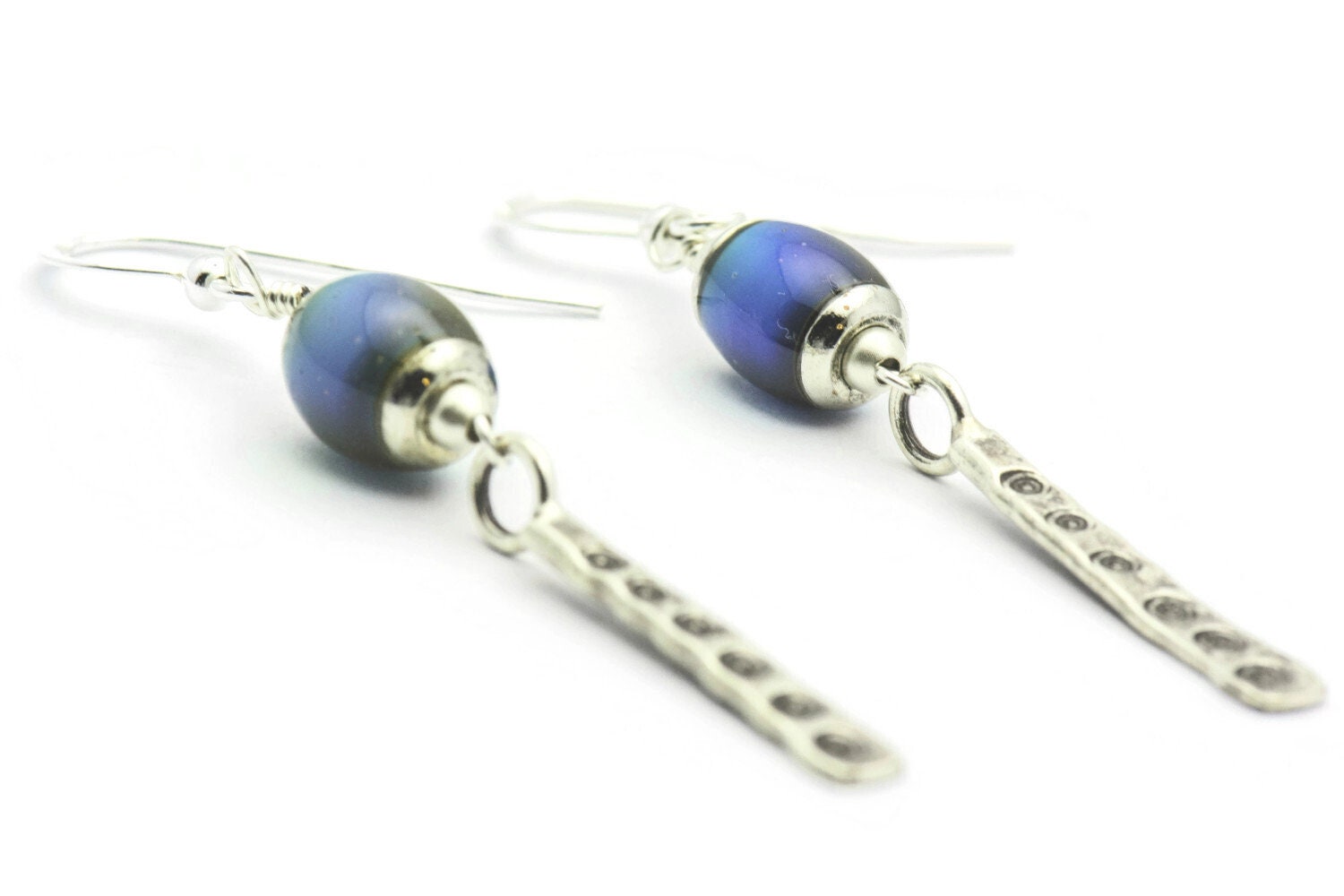 Mood Bead Earrings, Antiqued, Bead Earrings, Hill Tribe