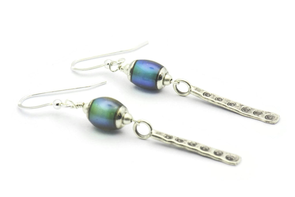 Mood Bead Earrings, Antiqued, Bead Earrings, Hill Tribe
