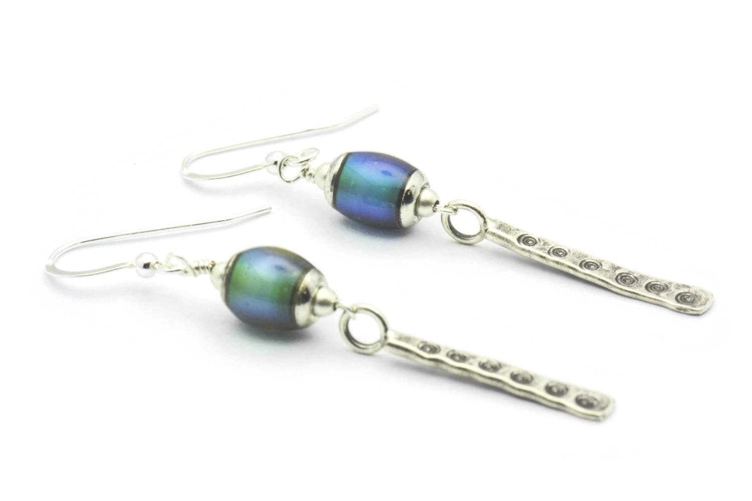 Mood Bead Earrings, Antiqued, Bead Earrings, Hill Tribe