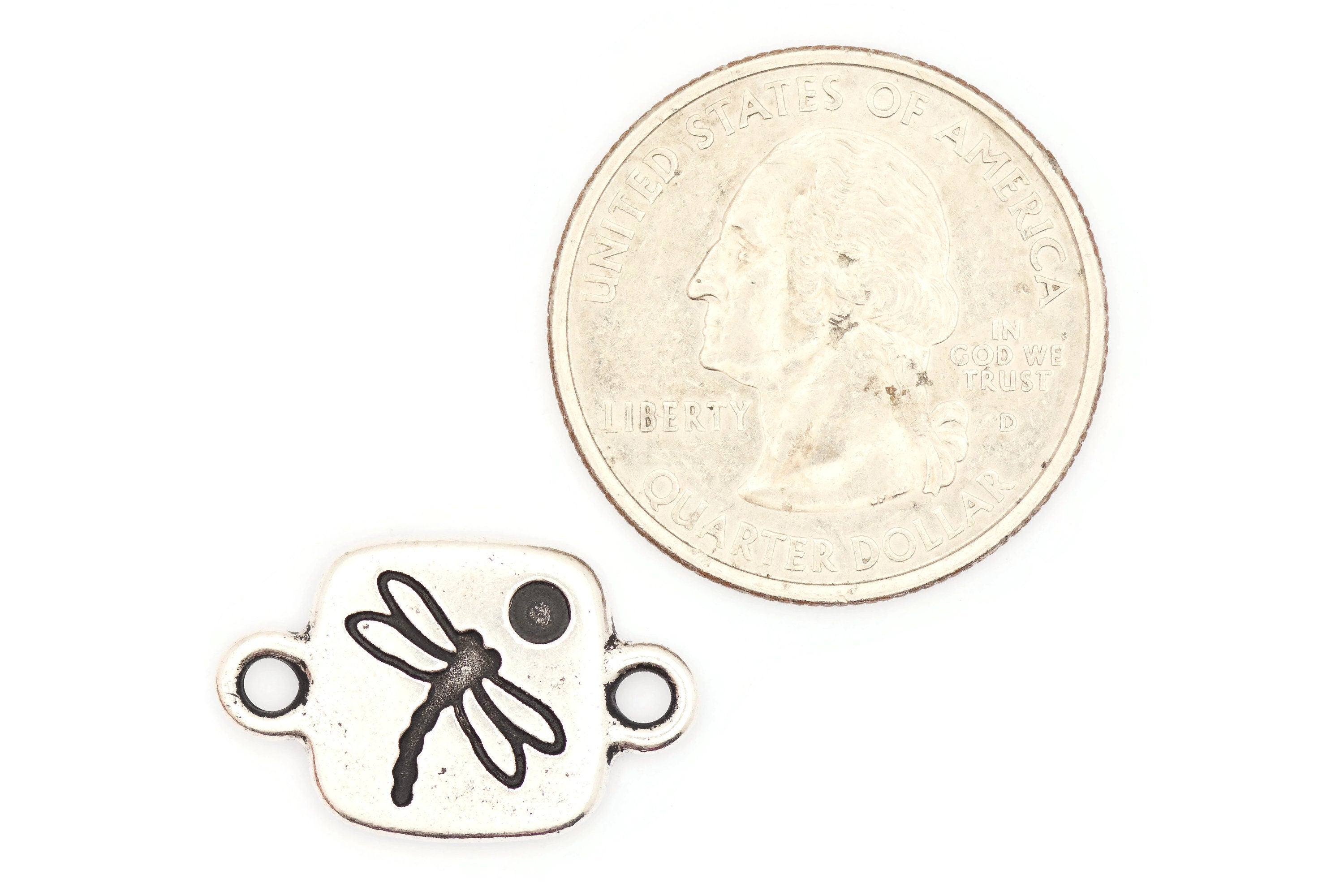 Dragonfly Tile Stretch Band Connector • Bracelet Focal • Antique Silver-Plated TierraCast