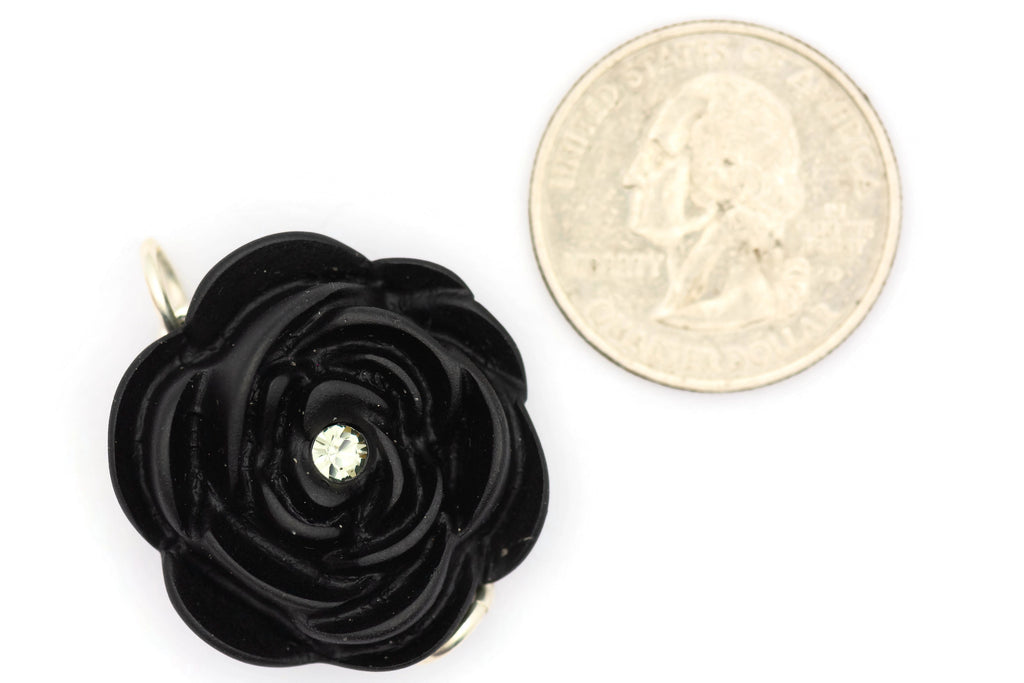 Black Rose Stretch Band Connector • Bracelet Focal