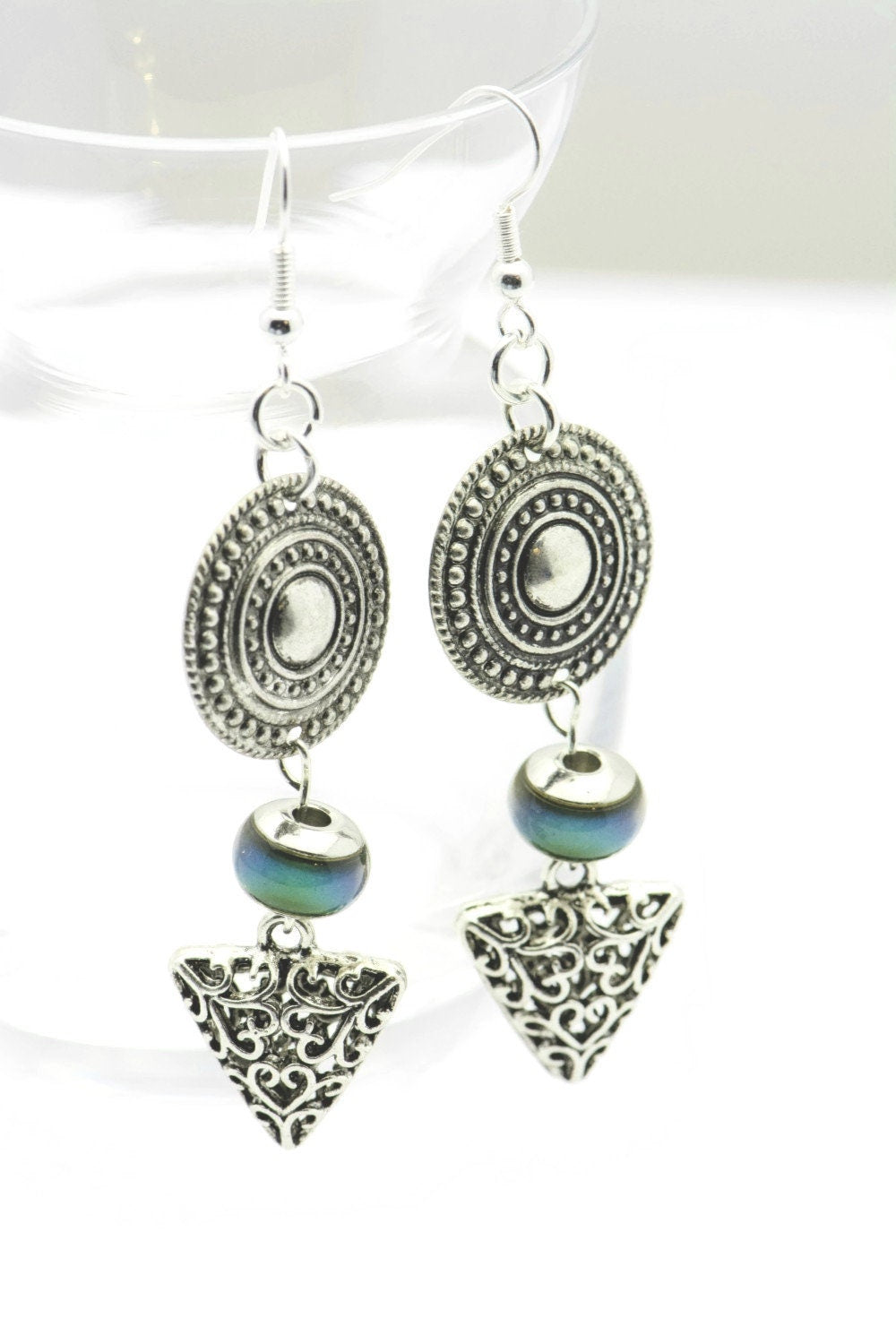 Boho Style Mood Earrings, Arrow, Mood Earrings, Silver