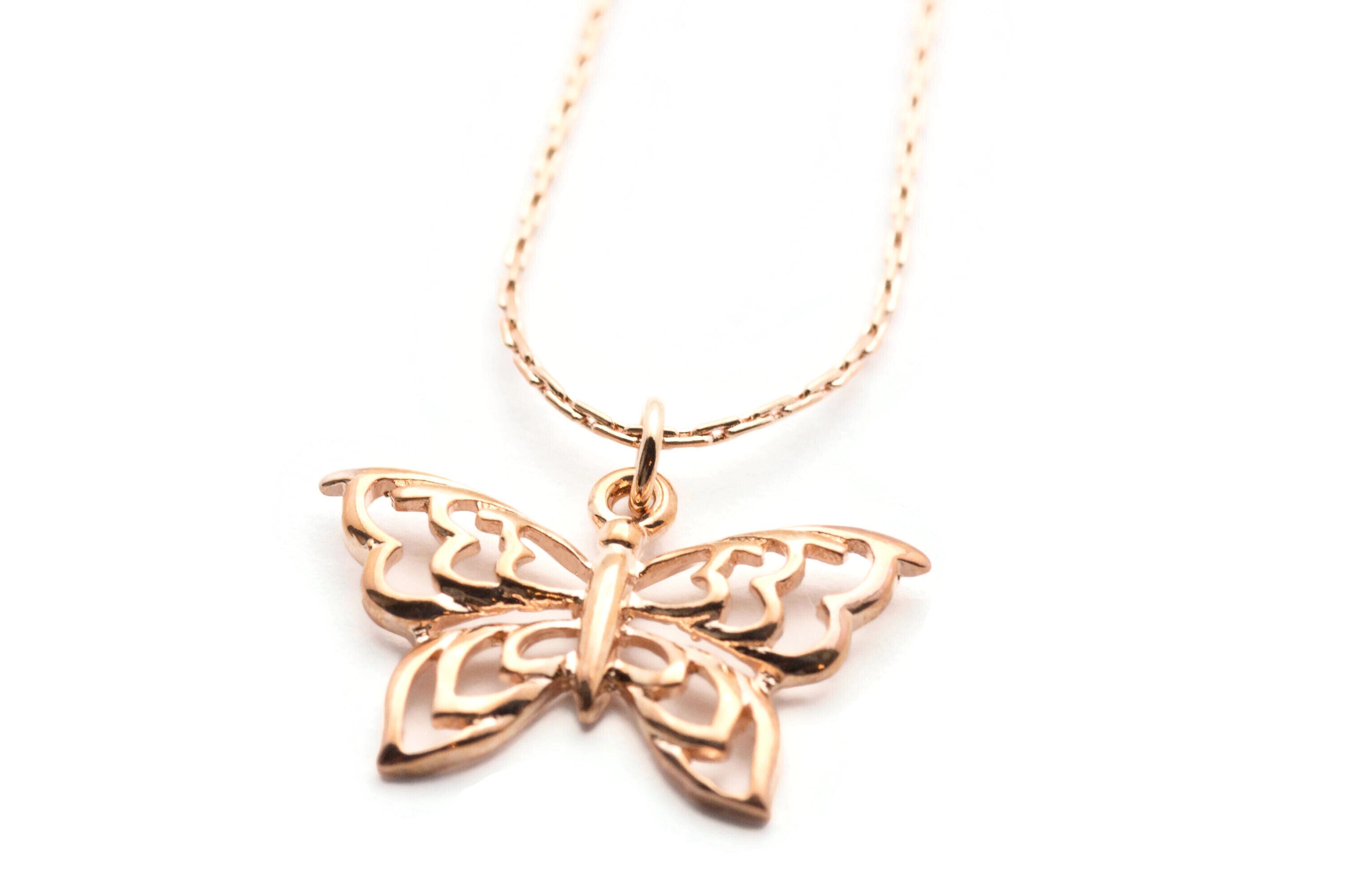 Butterfly Necklace, Rose Gold Butterfly, Rose Gold Chain Necklace, Butterfly Pendant, Gift for Woman