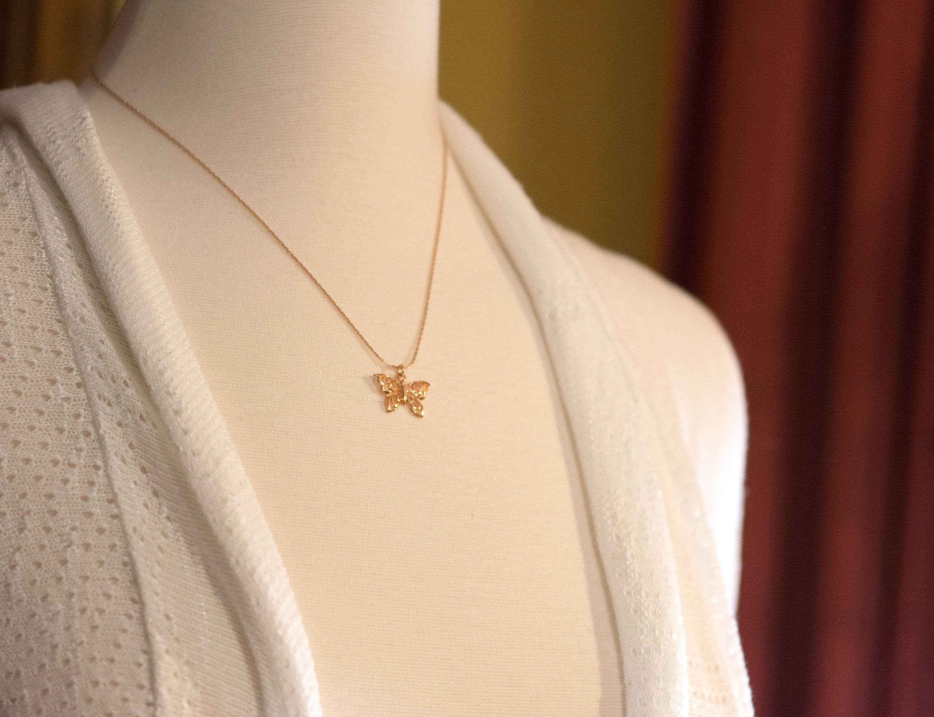Butterfly Necklace, Rose Gold Butterfly, Rose Gold Chain Necklace, Butterfly Pendant, Gift for Woman