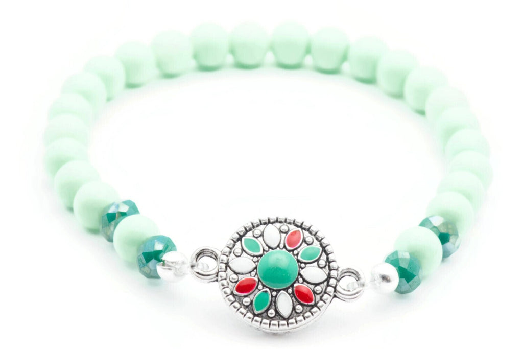 Mint Boho Bracelet, Green, Boho Bracelet, Stretch