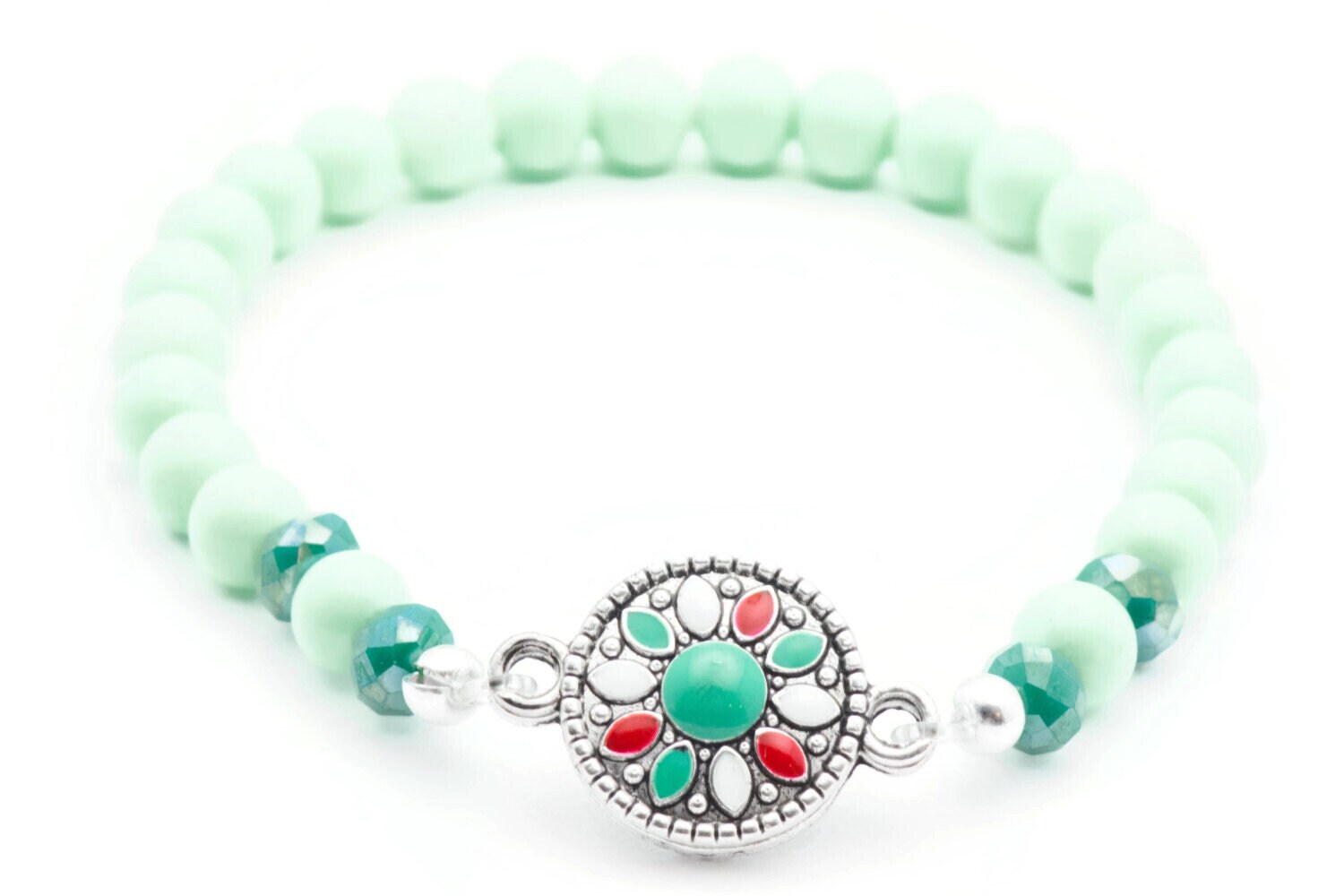 Mint Boho Bracelet, Green, Boho Bracelet, Stretch