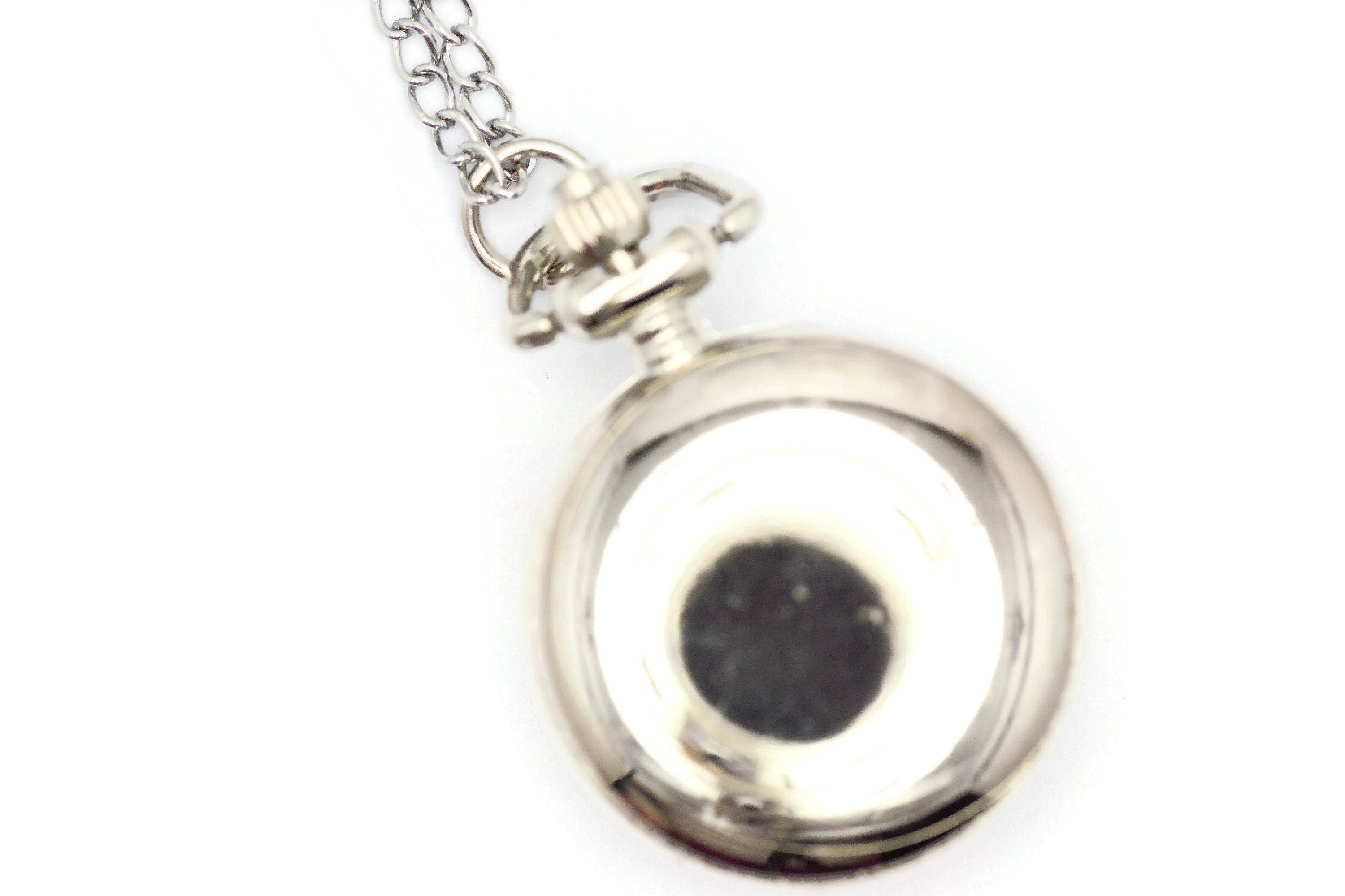 Cherries Print Porcelain, Silvertone Pocket Watch Necklace, Chain Necklace Watch, Long Necklace Watch, Watch Locket Necklace