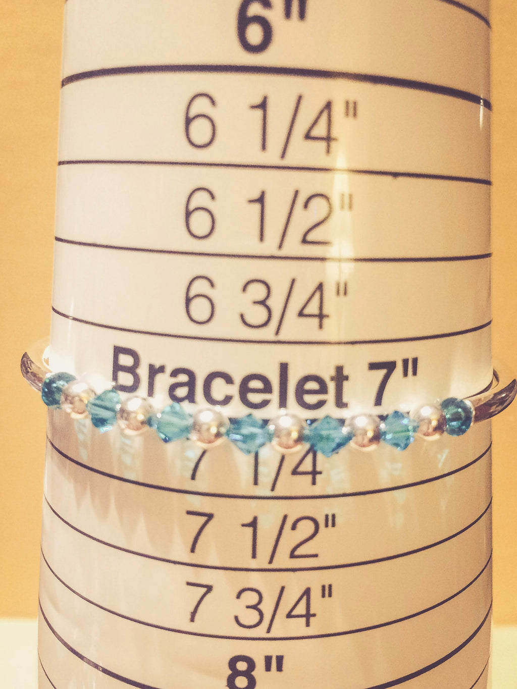December Blue Zircon Swarovski Crystal Birth Month Sterling Silver Plated Bracelet on bracelet measuring cone