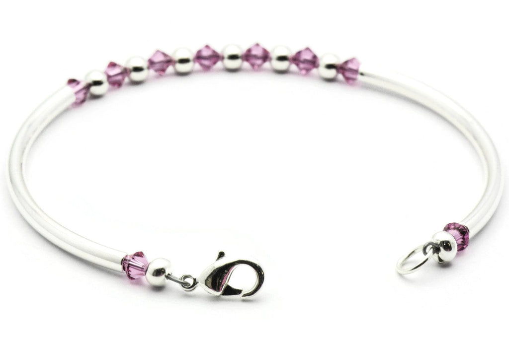 October Rose Swarovski Crystal Birth Month Sterling Silver Plated Bracelet