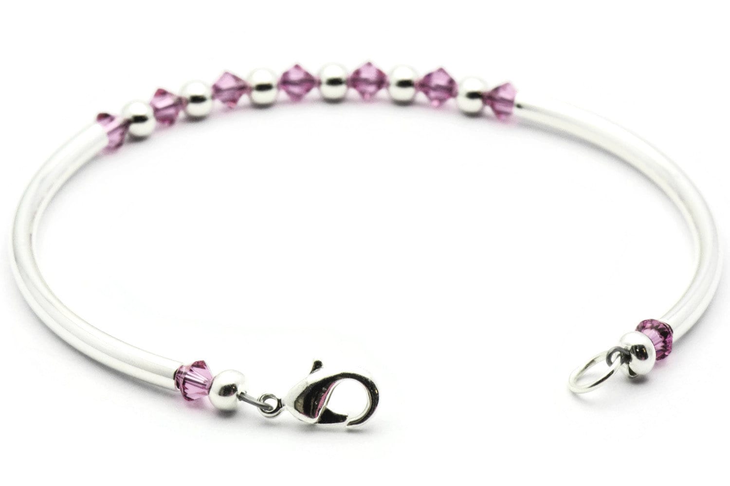 October Rose Swarovski Crystal Birth Month Sterling Silver Plated Bracelet