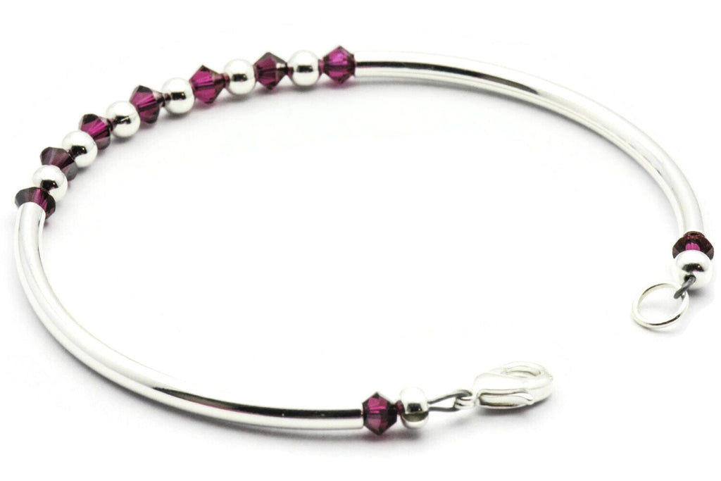 July Ruby Swarovski Crystal Birth Month Sterling Silver Plated Bracelet