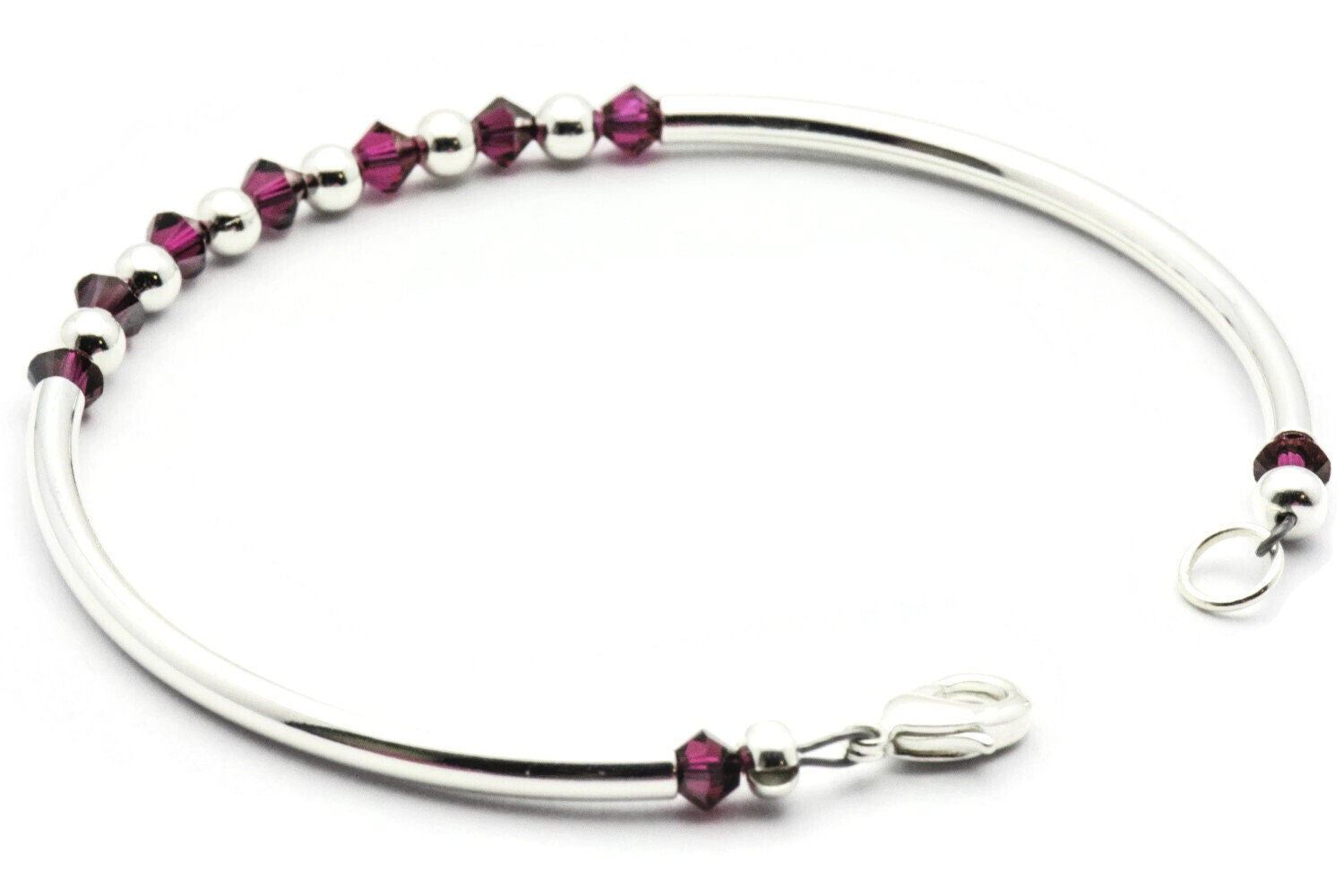 July Ruby Swarovski Crystal Birth Month Sterling Silver Plated Bracelet