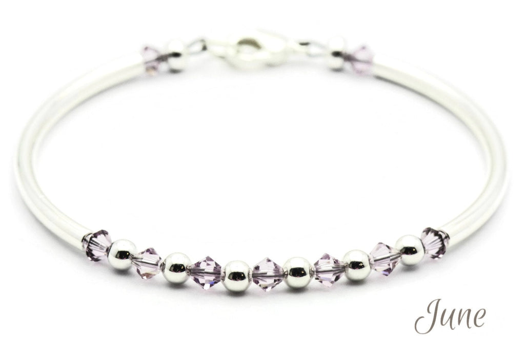 June Alexandrite Swarovski Crystal Birth Month Sterling Silver Plated Bracelet