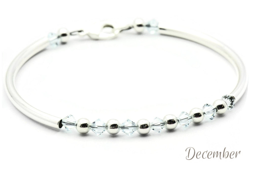 December Light Azore Swarovski Crystal Birth Month Sterling Silver Plated Bracelet