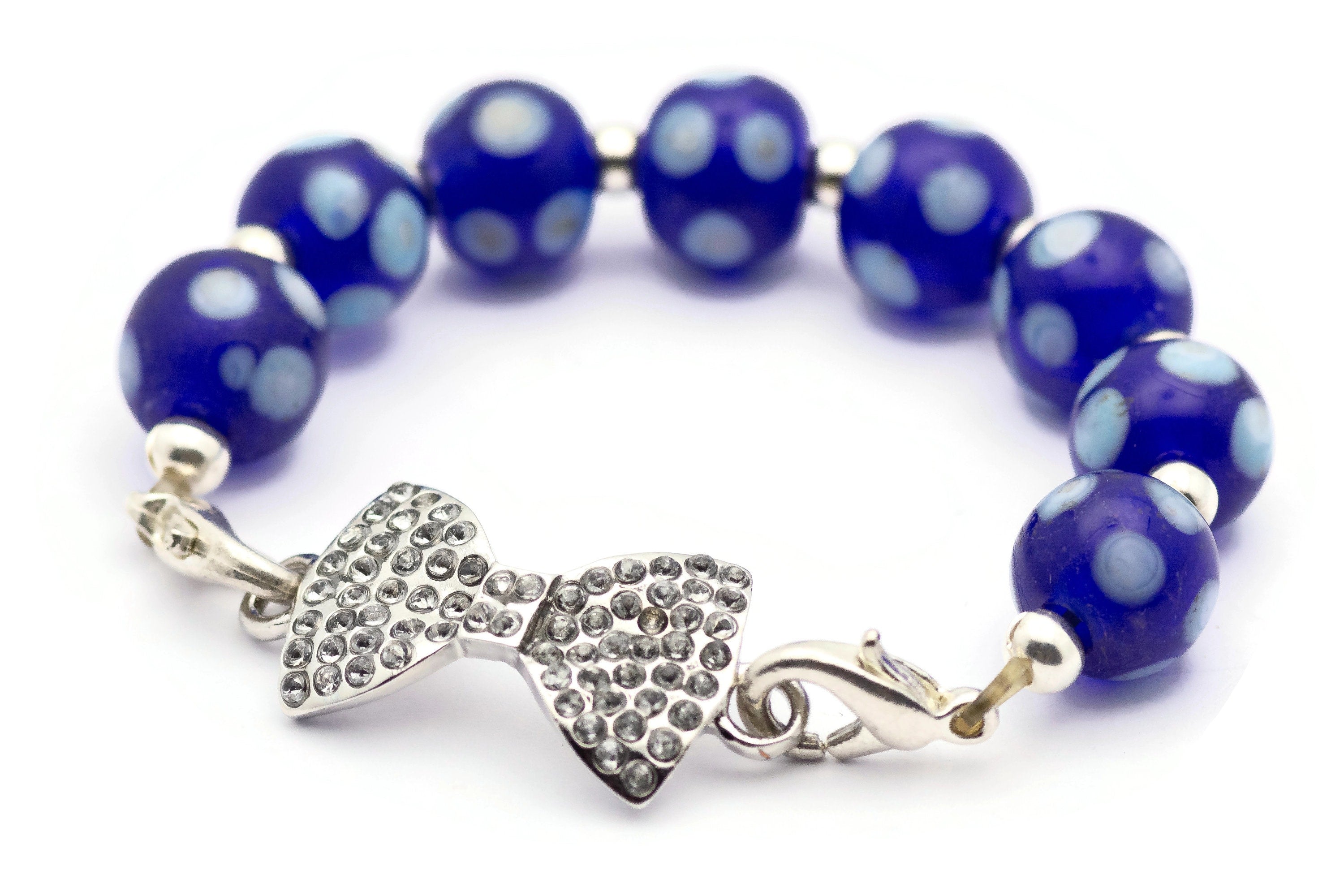 Rhinestone-Studded Bowtie Stretch Band Connector • Bracelet Focal