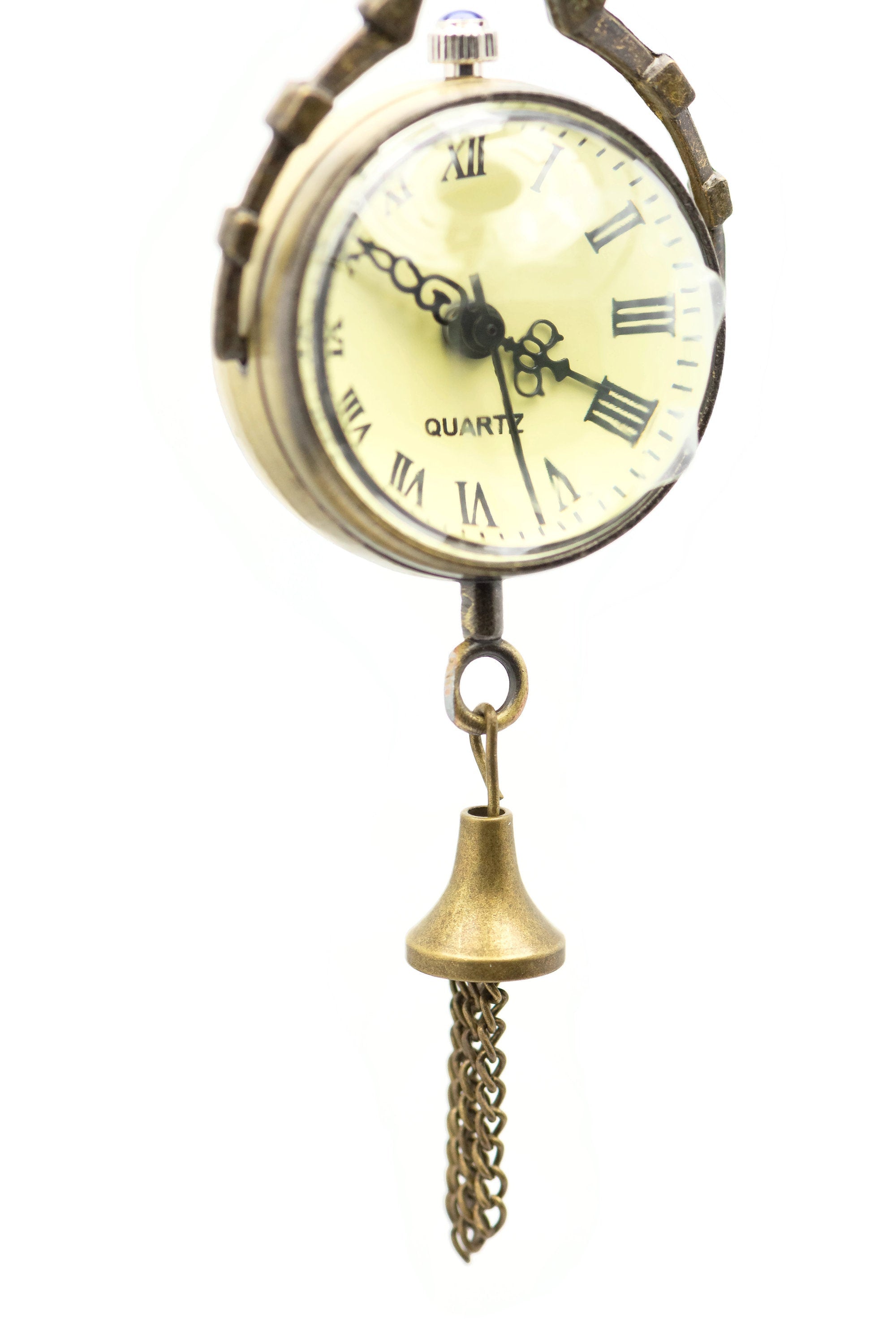 Globe Watch Necklace, Roman Numerals, Long Necklace Watch, Bronze Watch, Ladies Watch, Unique Watch Pendant, Tassel Pendant