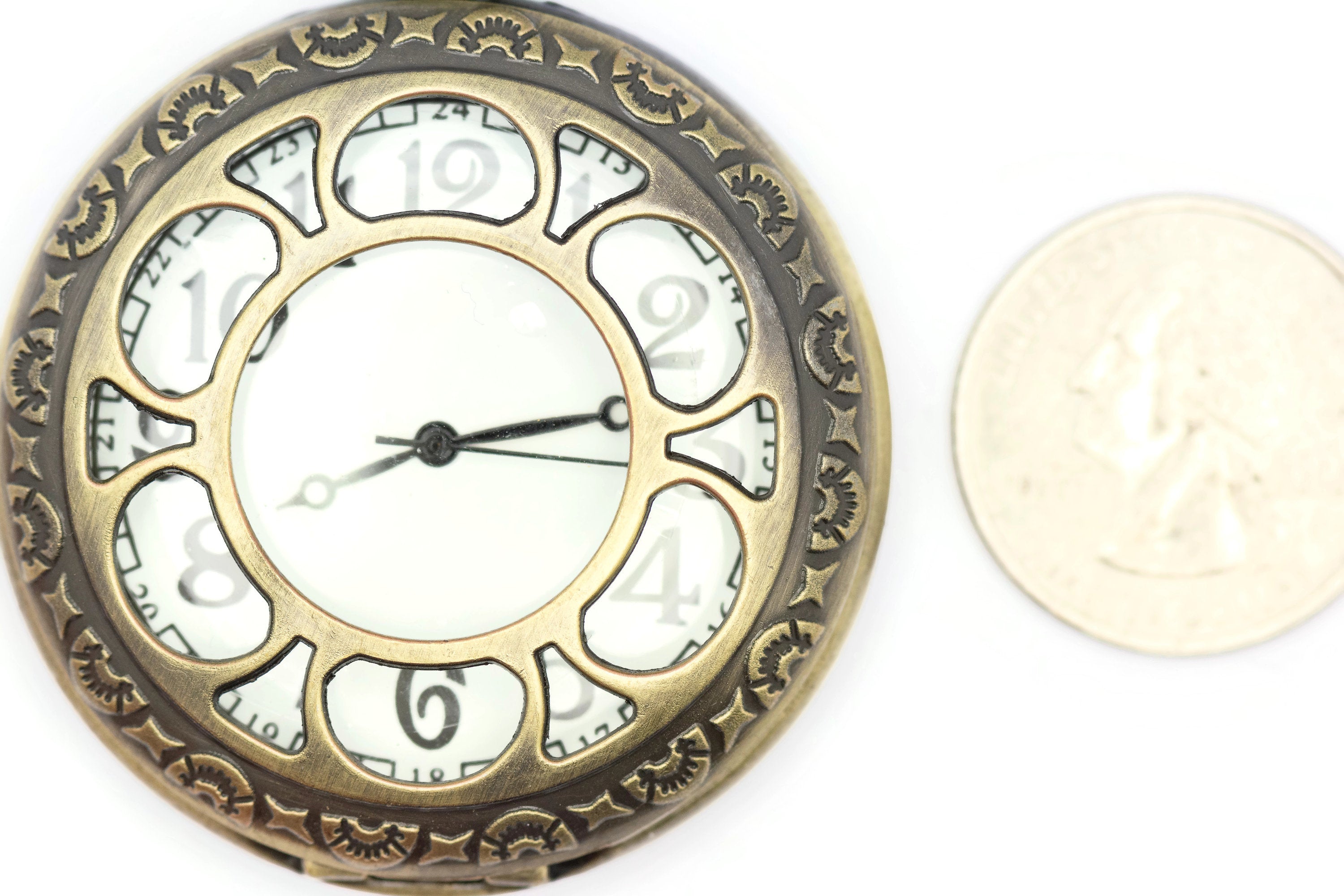 Sun and Moon, Jumbo Pocket Watch, Antique Bronze, Watch Necklace, Long Necklace Watch, Bronze Pocket Watch, Ladies Pocket Watch