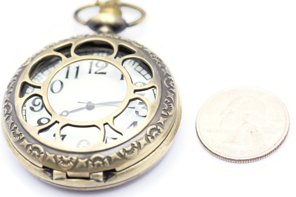 Sun and Moon, Jumbo Pocket Watch, Antique Bronze, Watch Necklace, Long Necklace Watch, Bronze Pocket Watch, Ladies Pocket Watch