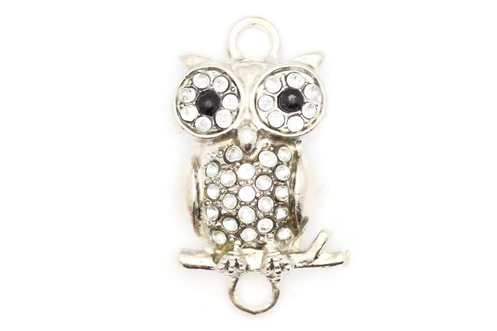Rhinestone-Studded Owl Stretch Band Connector • Bracelet Focal