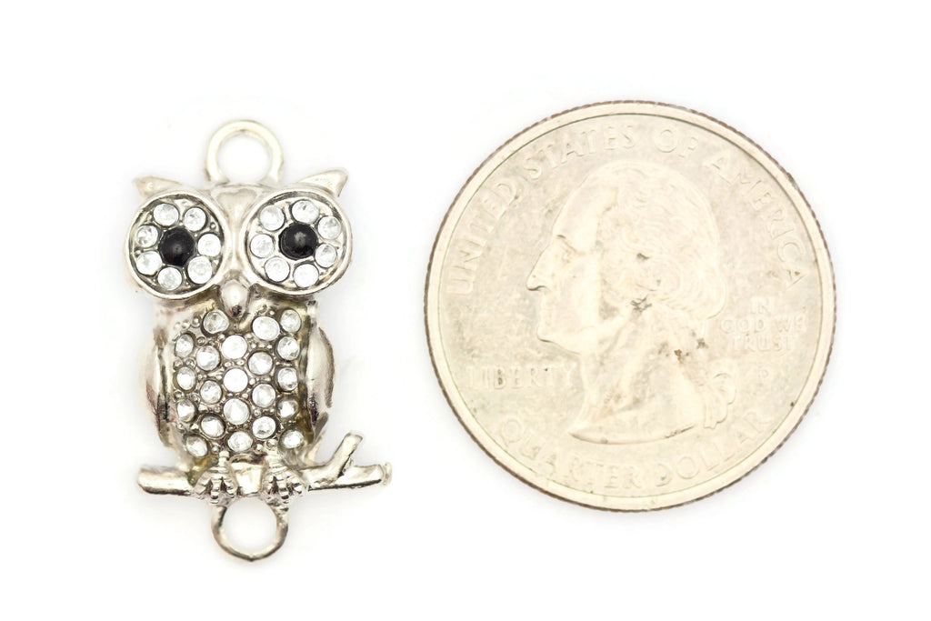 Rhinestone-Studded Owl Stretch Band Connector • Bracelet Focal