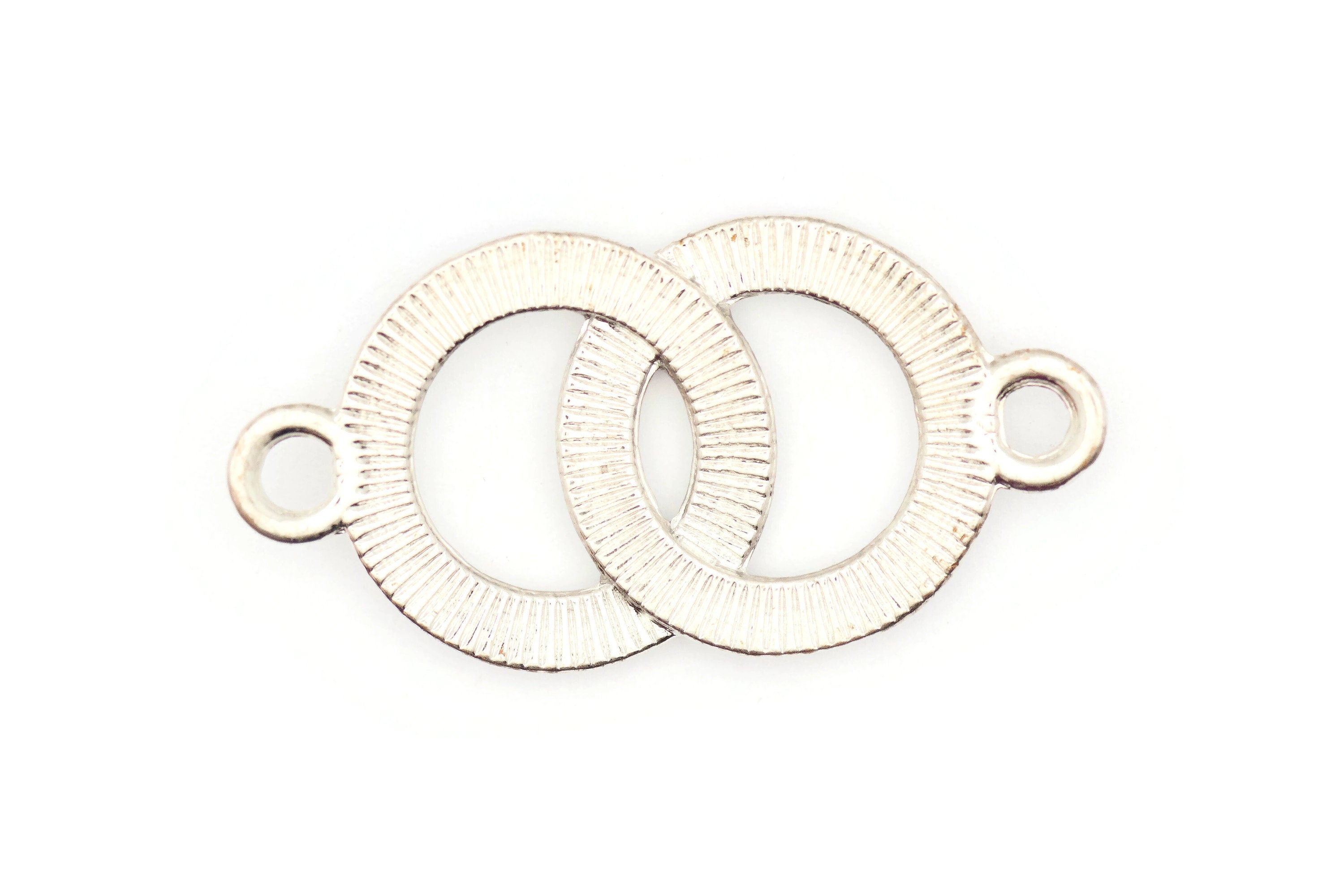 Double Circle Rhinestone-Studded Stretch Band Connector • Bracelet Focal