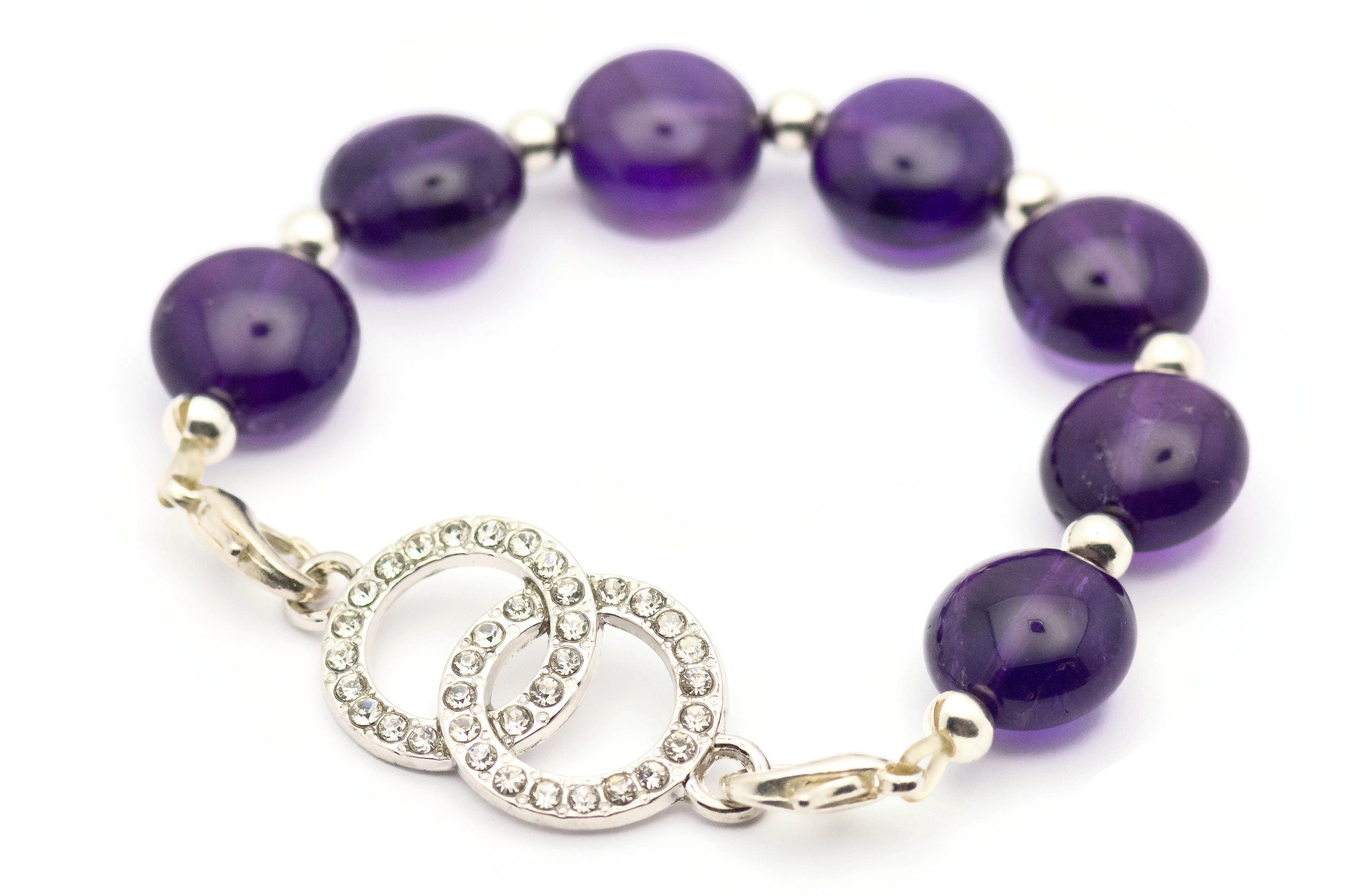 Double Circle Rhinestone-Studded Stretch Band Connector • Bracelet Focal