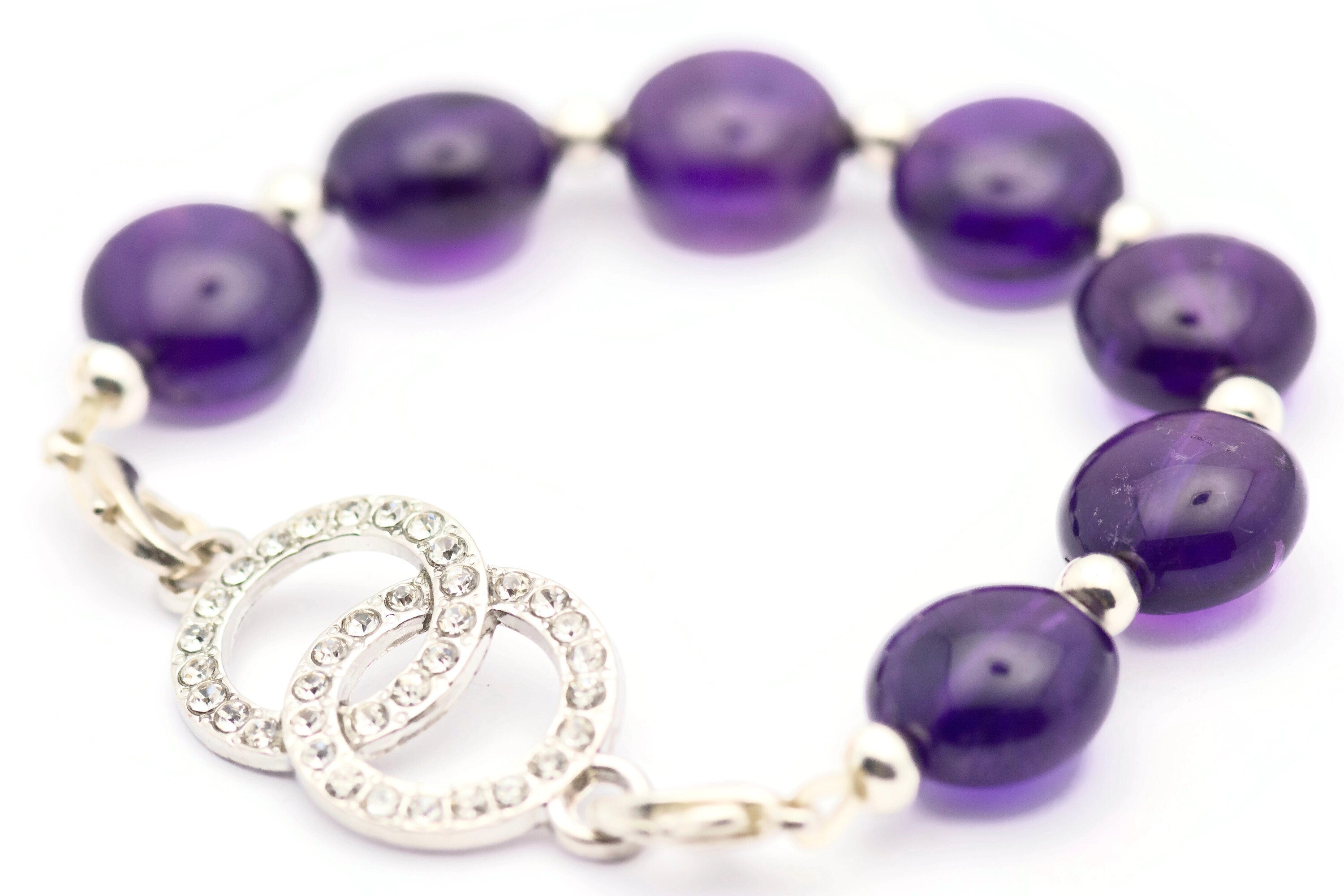 Double Circle Rhinestone-Studded Stretch Band Connector • Bracelet Focal