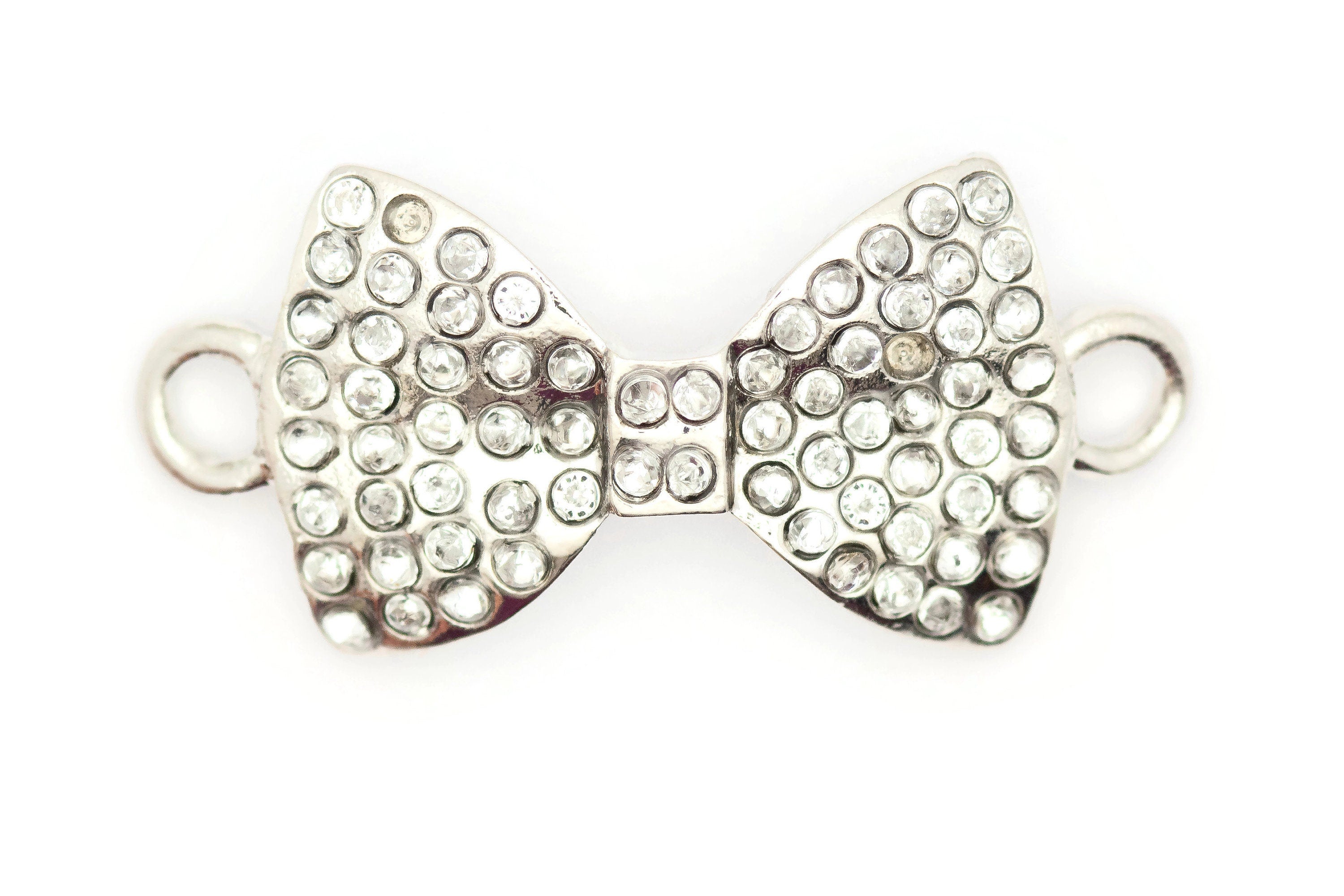 Rhinestone-Studded Bowtie Stretch Band Connector • Bracelet Focal