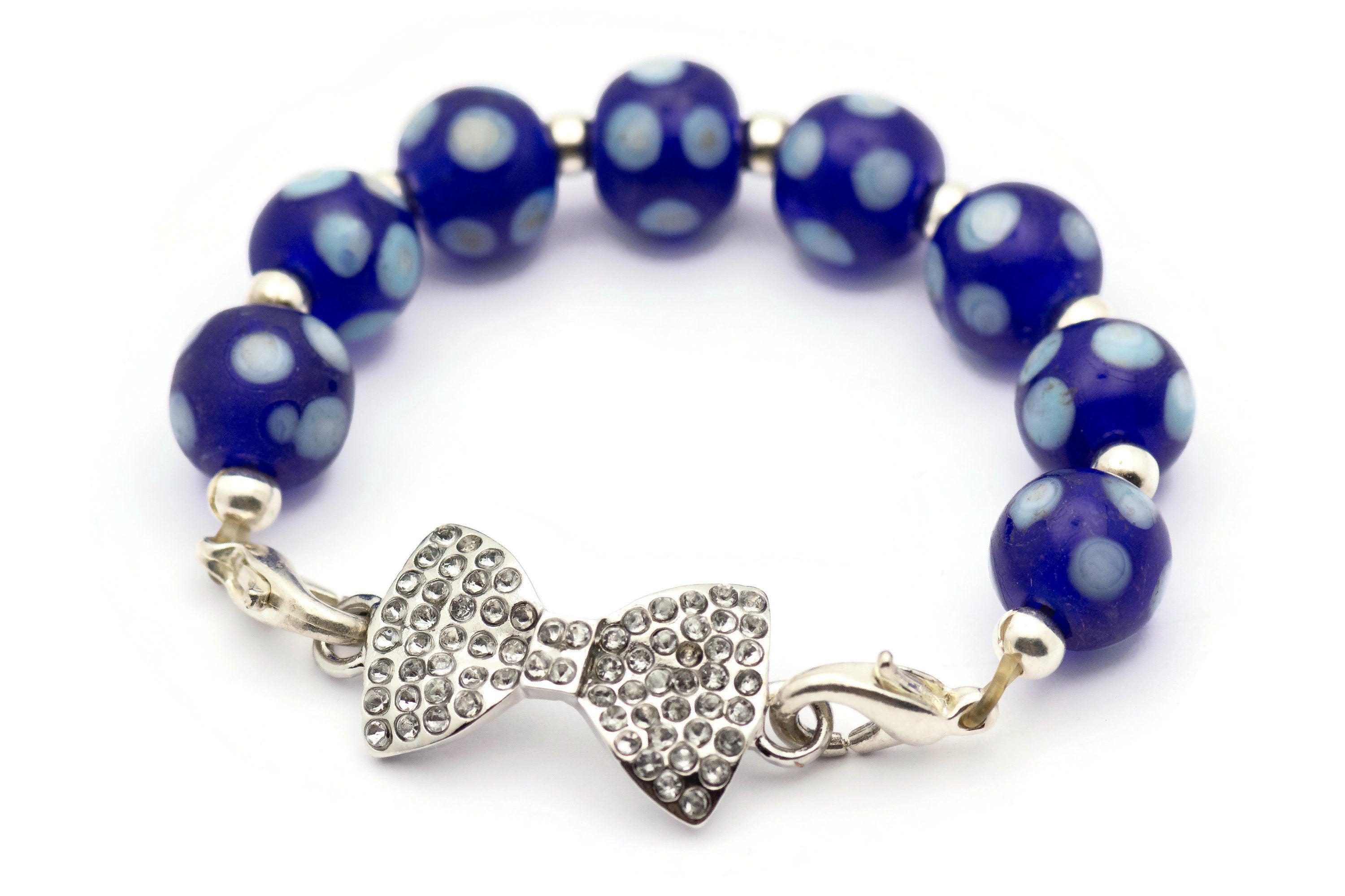 Rhinestone-Studded Bowtie Stretch Band Connector • Bracelet Focal