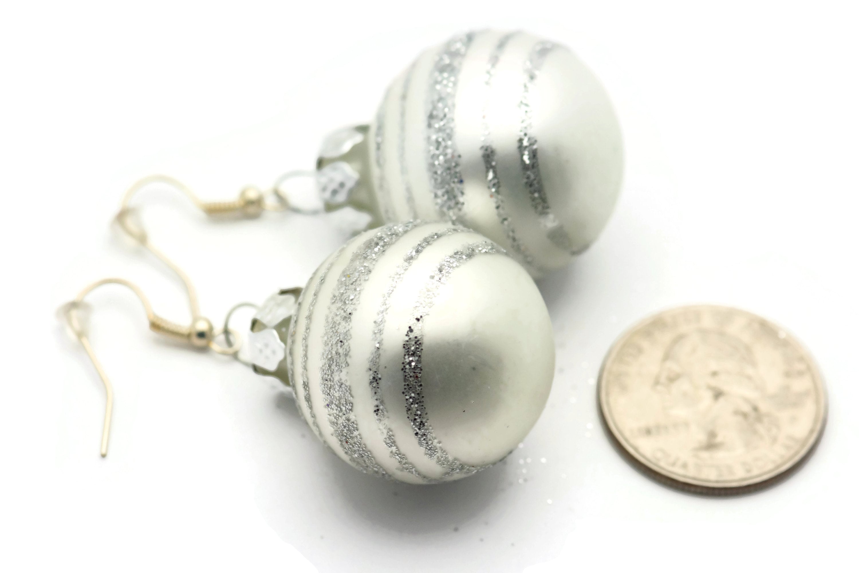 Christmas Ornament Earrings, Snowflakes, Mini Glass Ornaments, Holiday Earrings, Festive Earrings, Glitter Balls