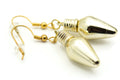 Gold Metallic Bulb, Christmas Ornament Earrings, Light Bulbs, Mini Glass Bulb, Holiday Earrings, Festive Earrings, Colorful Earrings