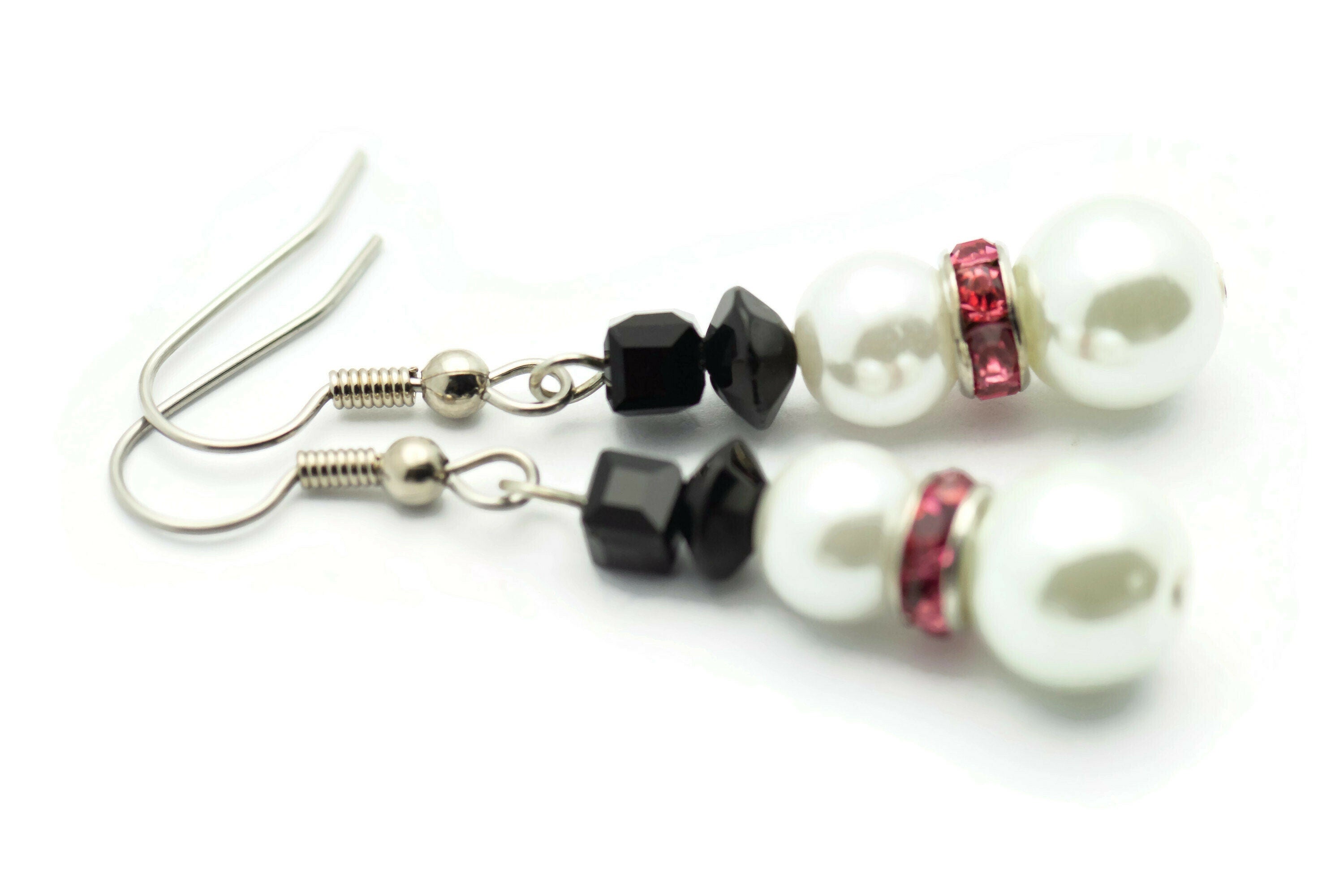 Snowman Earrings, White Snowmen, Surgical Steel, Snow Woman, Winter Jewelry, Pink Scarf, Holiday Earrings, Christmas Earrings, Snow Love