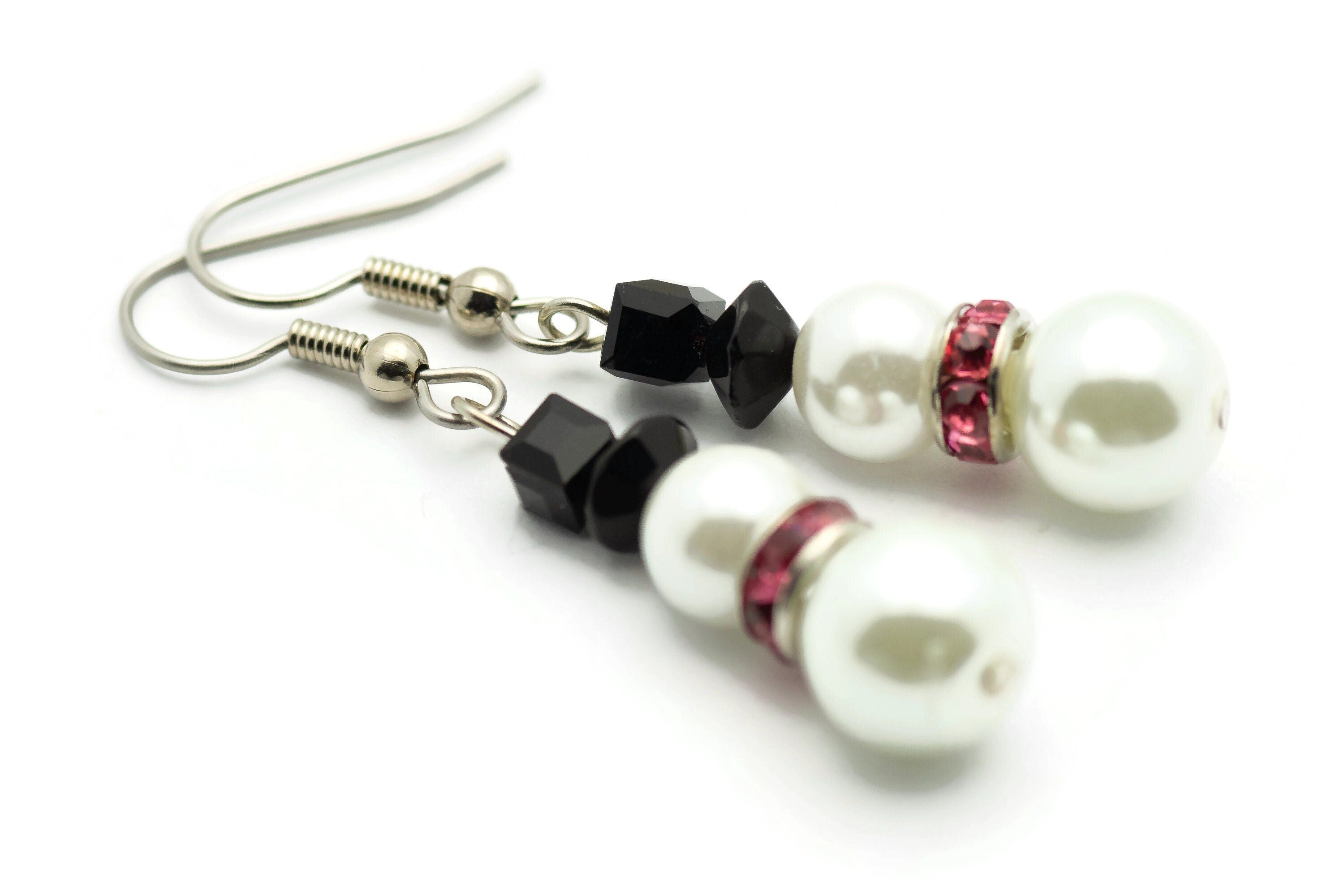 Snowman Earrings, White Snowmen, Surgical Steel, Snow Woman, Winter Jewelry, Pink Scarf, Holiday Earrings, Christmas Earrings, Snow Love