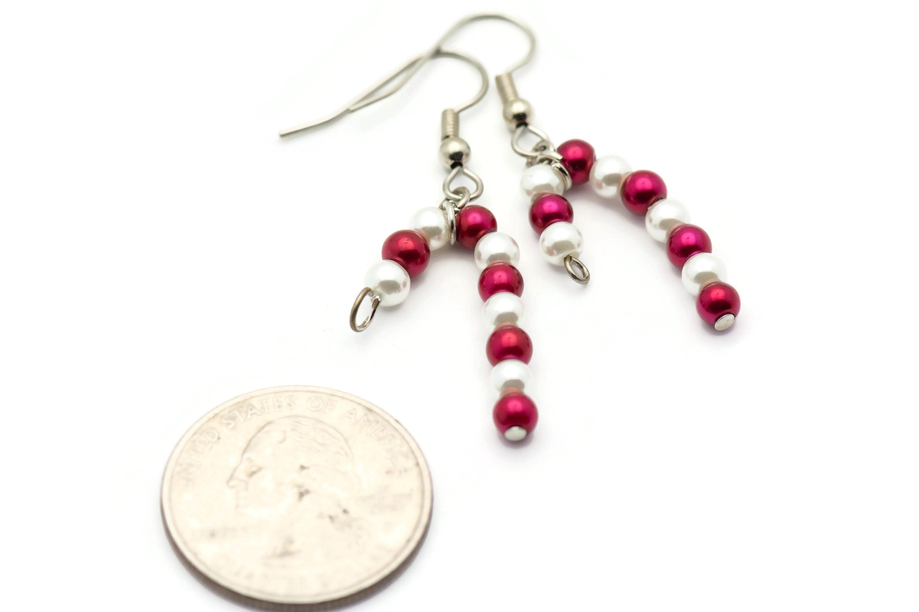 Candy Cane, Peppermint Stick, Red and White, Christmas Earrings, Holiday Earrings, Candy Jewelry