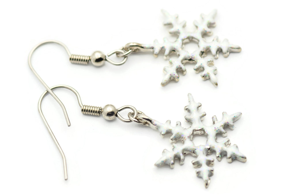 Frosted Snowflake, Snowy Snowflake, White Snow, Christmas Earrings, Holiday Earrings, Winter Jewelry
