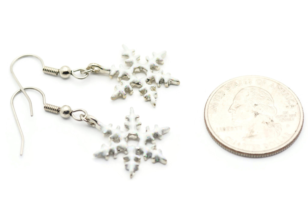 Frosted Snowflake, Snowy Snowflake, White Snow, Christmas Earrings, Holiday Earrings, Winter Jewelry