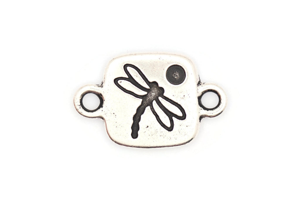 Dragonfly Tile Stretch Band Connector • Bracelet Focal • Antique Silver-Plated TierraCast